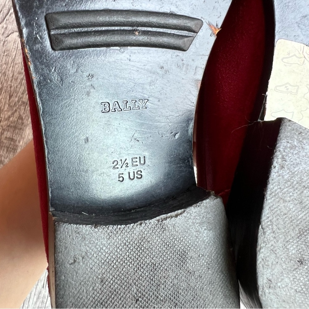 Bally Women’s Shoes Size 5 Burgundy Leather Loafers Slide On - Picture 7 of 8